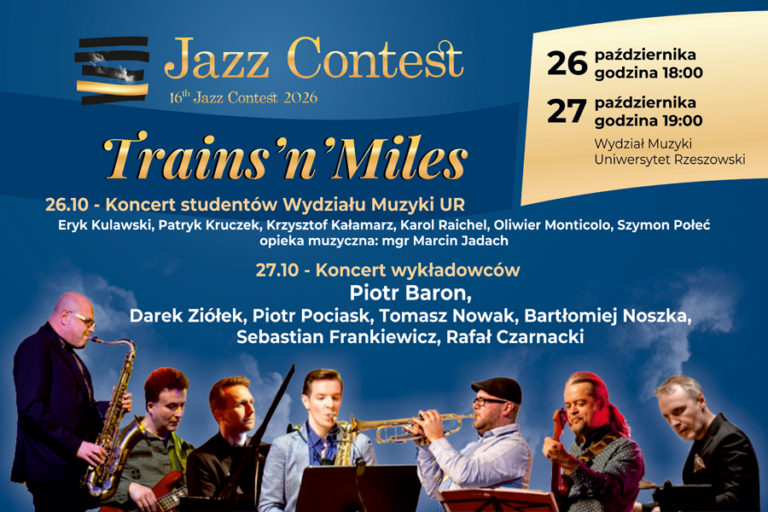 Plakat informacyjny koncertów 16th Jazz Contest 2026 odbywających się w ramach VI Konferencji Naukowo-Artystycznej